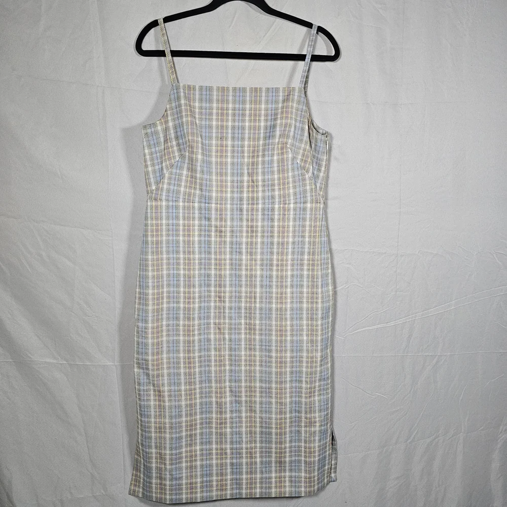 COS Checkered MIDI Dress Straight Neck Size 8 - Picture 3 of 12